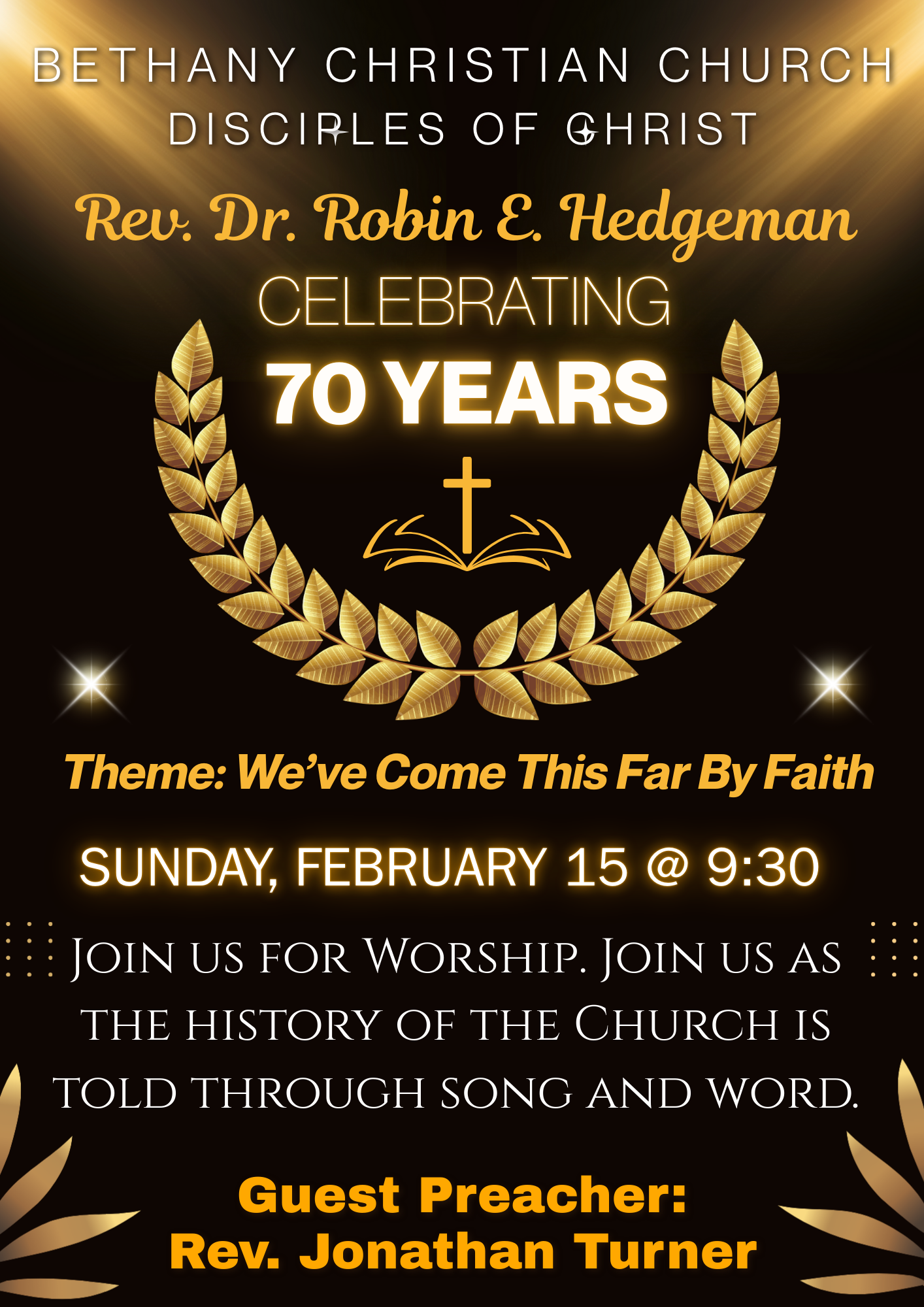 Celebrating 70 years church flyer